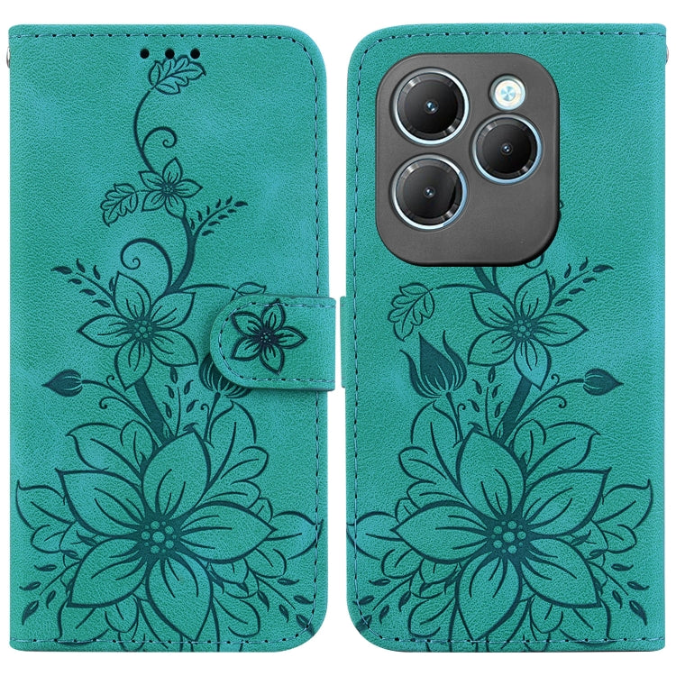 For Infinix Hot 40 / Hot 40 Pro Lily Embossed Leather Phone Case(Green) - Infinix Cases by PMC TechLife | Online Shopping South Africa | PMC TechLife | Buy Now Pay Later Mobicred