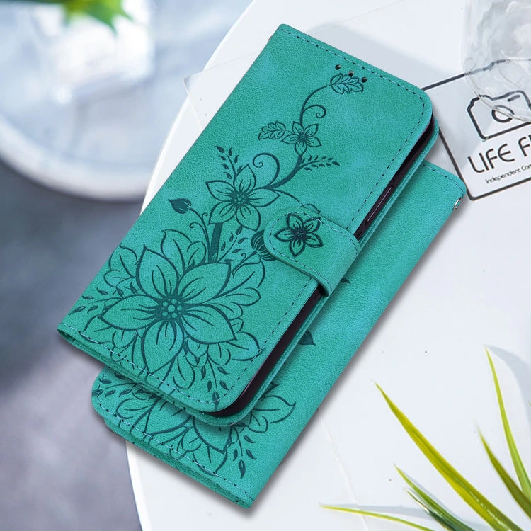 For Infinix Hot 40 / Hot 40 Pro Lily Embossed Leather Phone Case(Green) - Infinix Cases by PMC TechLife | Online Shopping South Africa | PMC TechLife | Buy Now Pay Later Mobicred