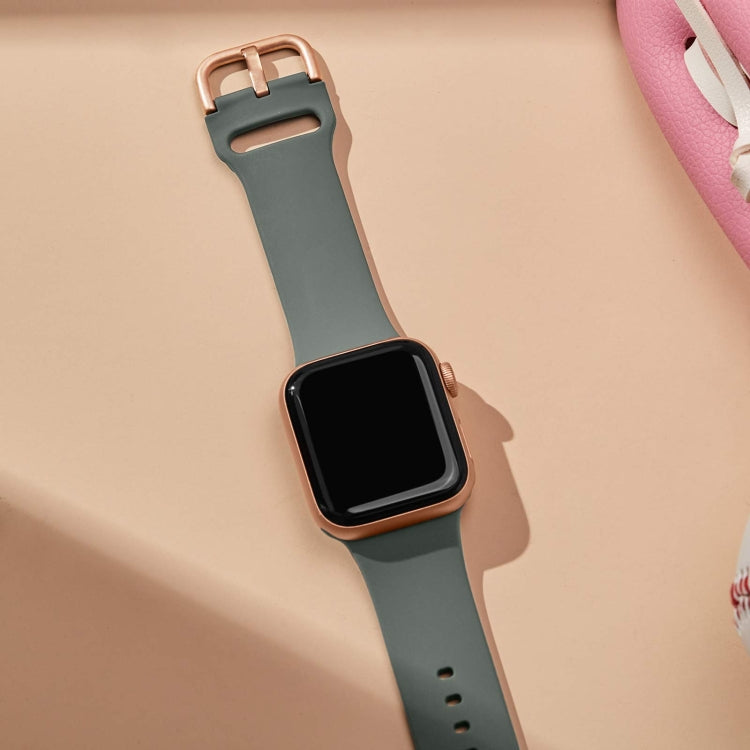 For Apple Watch SE 40mm Pin Buckle Silicone Watch Band(Olive) - free shipping - PMC TechLife - Order now!