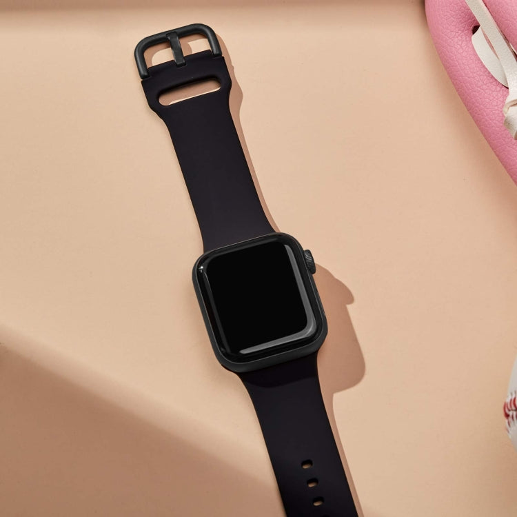 For Apple Watch SE 44mm Pin Buckle Silicone Watch Band(Black) - free shipping - PMC TechLife - Order now!