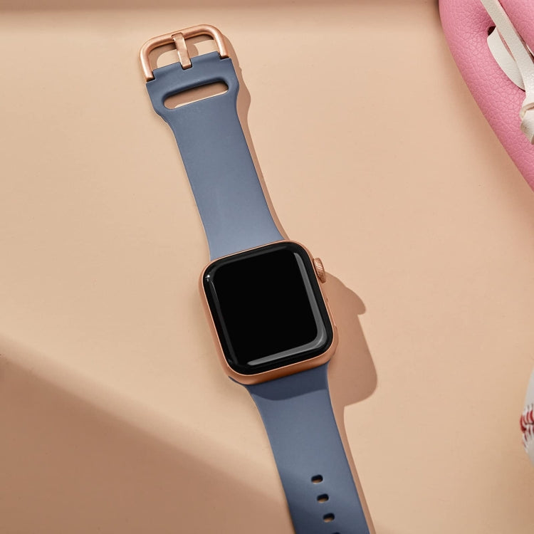 For Apple Watch SE 44mm Pin Buckle Silicone Watch Band(Blue Grey) - free shipping - PMC TechLife - Order now!