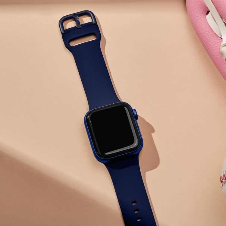 For Apple Watch SE 44mm Pin Buckle Silicone Watch Band(Midnight Blue) - free shipping - PMC TechLife - Order now!