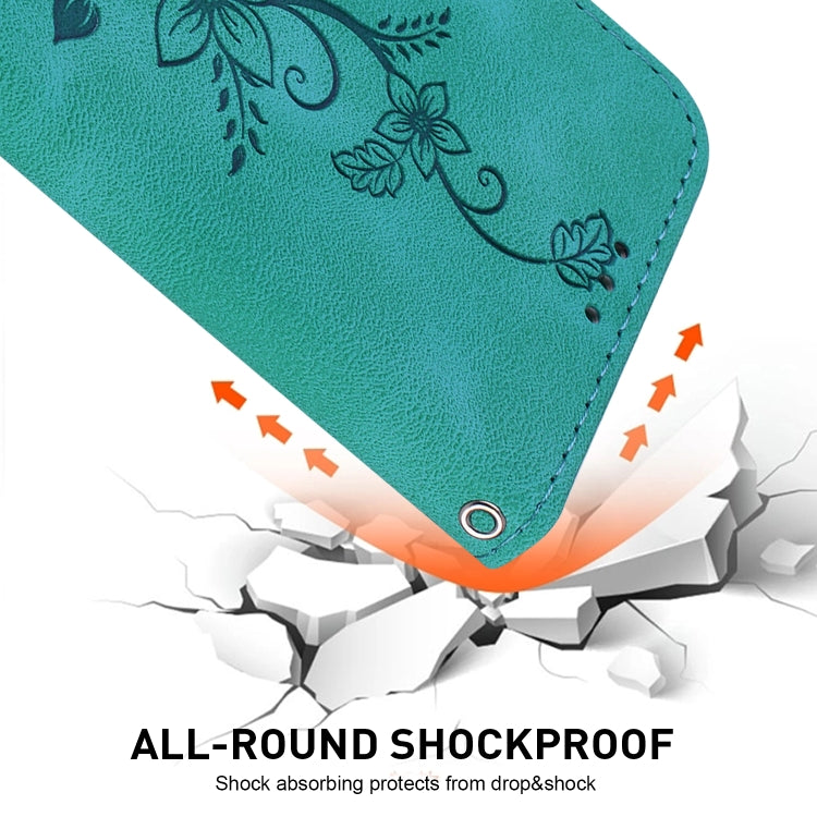 For Motorola Edge 50 Pro Lily Embossed Leather Phone Case(Green) - Motorola Cases by PMC TechLife | Online Shopping South Africa | PMC TechLife | Buy Now Pay Later Mobicred