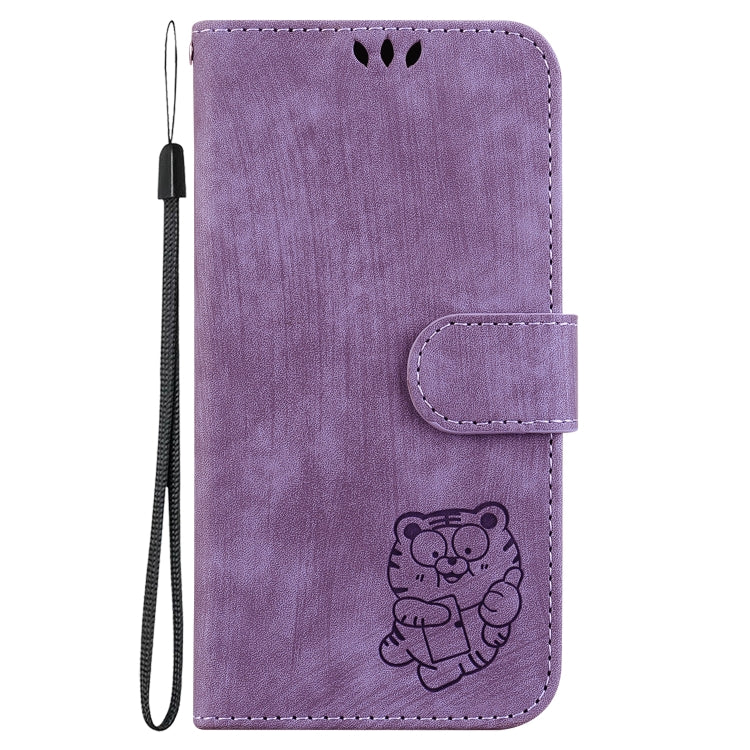 For iPhone 16e Little Tiger Embossed Leather Phone Case(Purple) - iPhone 16e Cases by PMC TechLife | Online Shopping South Africa | PMC TechLife | Buy Now Pay Later Mobicred
