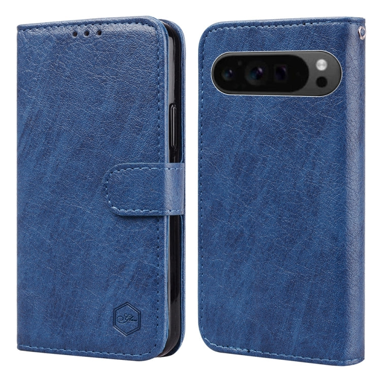 For Google Pixel 9 Skin Feeling Oil Leather Texture PU + TPU Phone Case(Dark Blue) - Google Cases by PMC Jewellery | Online Shopping South Africa | PMC Jewellery | Buy Now Pay Later Mobicred