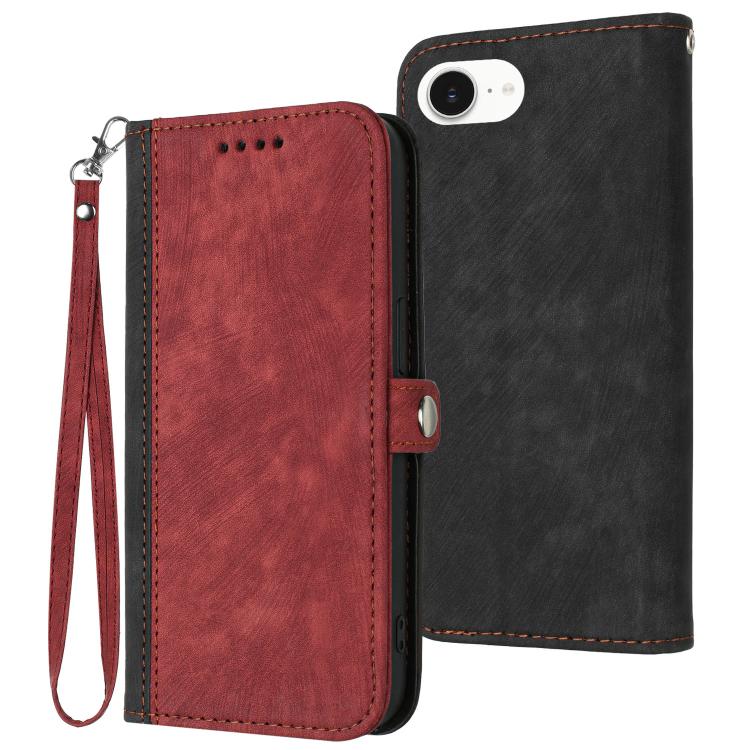 For iPhone 16e Side Buckle Double Fold Hand Strap Leather Phone Case(Red) - iPhone 16e Cases by PMC TechLife | Online Shopping South Africa | PMC TechLife | Buy Now Pay Later Mobicred