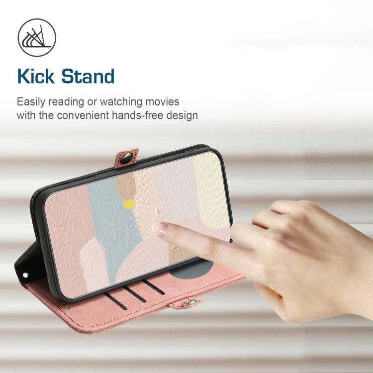 For Huawei Pura 70 Pro / Pura 70 Pro+ Side Buckle Double Fold Hand Strap Leather Phone Case(Pink) - free shipping - PMC Jewellery - Order now!