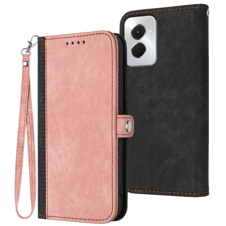 For Motorola Moto G Power 5G 2024 Side Buckle Double Fold Hand Strap Leather Phone Case(Pink) - Motorola Cases by PMC Jewellery | Online Shopping South Africa | PMC Jewellery | Buy Now Pay Later Mobicred