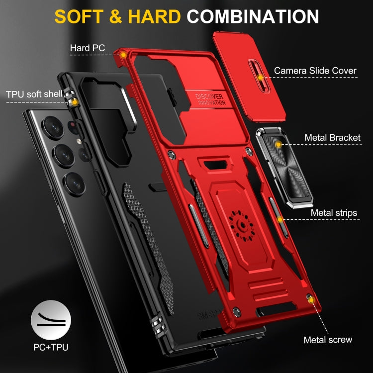 For Samsung Galaxy S24 Ultra 5G Armor PC + TPU Camera Shield Phone Case(Red) - Galaxy S24 Ultra 5G Cases by PMC TechLife | Online Shopping South Africa | PMC TechLife