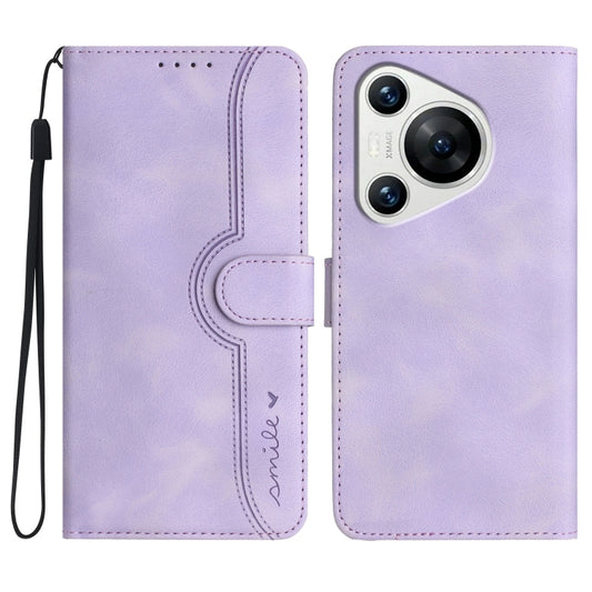 For Huawei Pura 70 Pro/70 Pro+ Heart Pattern Skin Feel Leather Phone Case(Purple) - Huawei Cases by PMC Jewellery | Online Shopping South Africa | PMC Jewellery | Buy Now Pay Later Mobicred