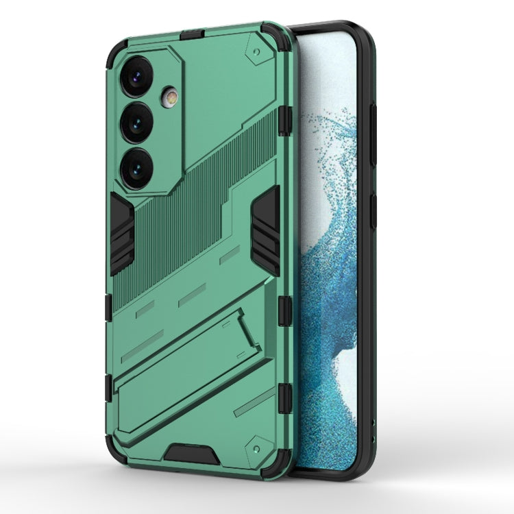 For Samsung Galaxy S24 5G Punk Armor 2 in 1 PC + TPU Shockproof Phone Case with Invisible Holder(Green) - Galaxy S24 5G Cases by PMC TechLife | Online Shopping South Africa | PMC TechLife