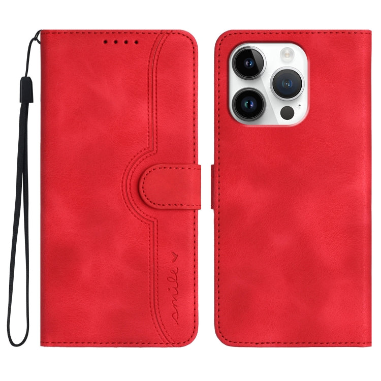 For iPhone 16 Pro Heart Pattern Skin Feel Leather Phone Case(Red) - iPhone 16 Pro Cases by PMC Jewellery | Online Shopping South Africa | PMC Jewellery | Buy Now Pay Later Mobicred