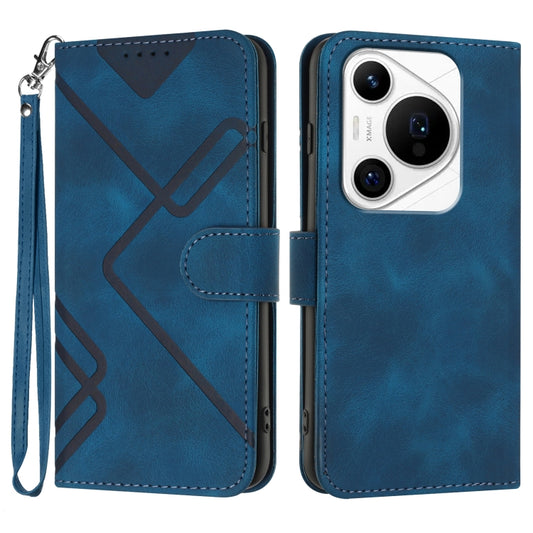 For Huawei Pura 70 Pro/70 Pro+ Line Pattern Skin Feel Leather Phone Case(Royal Blue) - Huawei Cases by PMC Jewellery | Online Shopping South Africa | PMC Jewellery | Buy Now Pay Later Mobicred