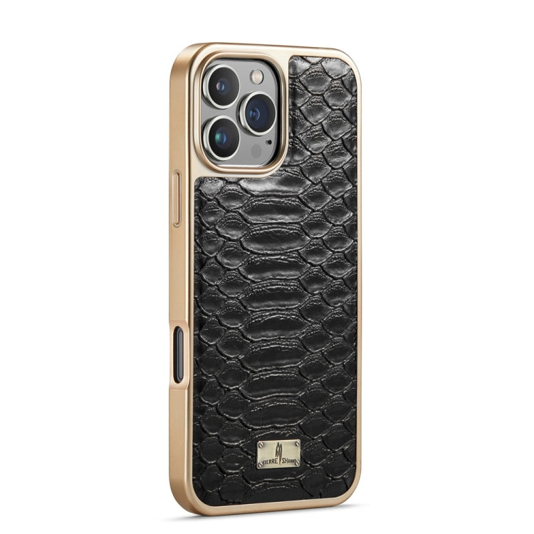 For iPhone 16 Pro Max Fierre Shann Python Texture Electroplating PU Phone Case(Black) - free shipping - PMC Jewellery - Order now!