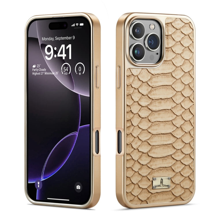 For iPhone 16 Pro Fierre Shann Python Texture Electroplating PU Phone Case(White) - free shipping - PMC Jewellery - Order now!