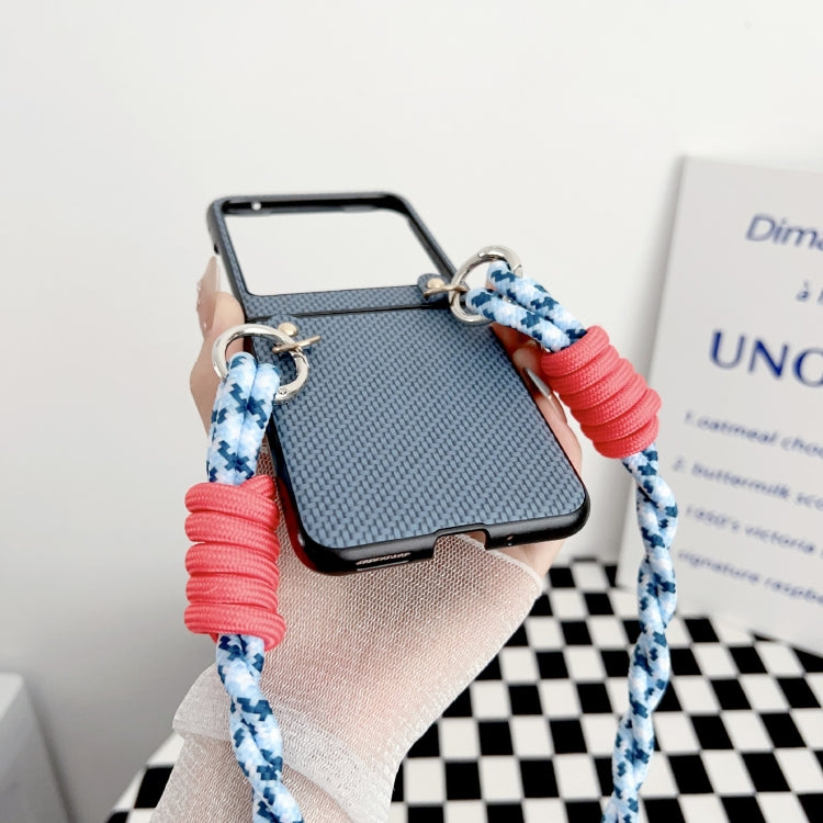 For Motorola Razr 40 Ultra Woven Texture Phone Case With Lanyard(Green) - Motorola Cases by PMC TechLife | Online Shopping South Africa | PMC TechLife | Buy Now Pay Later Mobicred