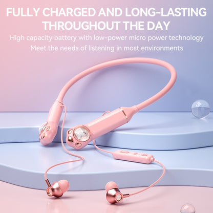 K1692 Meow Planet Neck-mounted Noise Reduction Sports Bluetooth Earphones(Pink) - Neck-mounted Earphone by PMC Jewellery | Online Shopping South Africa | PMC Jewellery | Buy Now Pay Later Mobicred