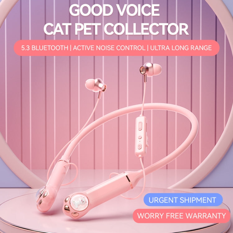 K1692 Meow Planet Neck-mounted Noise Reduction Sports Bluetooth Earphones(White) - Neck-mounted Earphone by PMC Jewellery | Online Shopping South Africa | PMC Jewellery | Buy Now Pay Later Mobicred