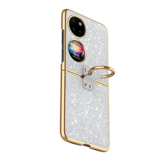 For Huawei P50 Pocket Plating Gradient Color Glitter Phone Case With Ring Holder(Silver) - Huawei Cases by PMC Jewellery | Online Shopping South Africa | PMC Jewellery | Buy Now Pay Later Mobicred