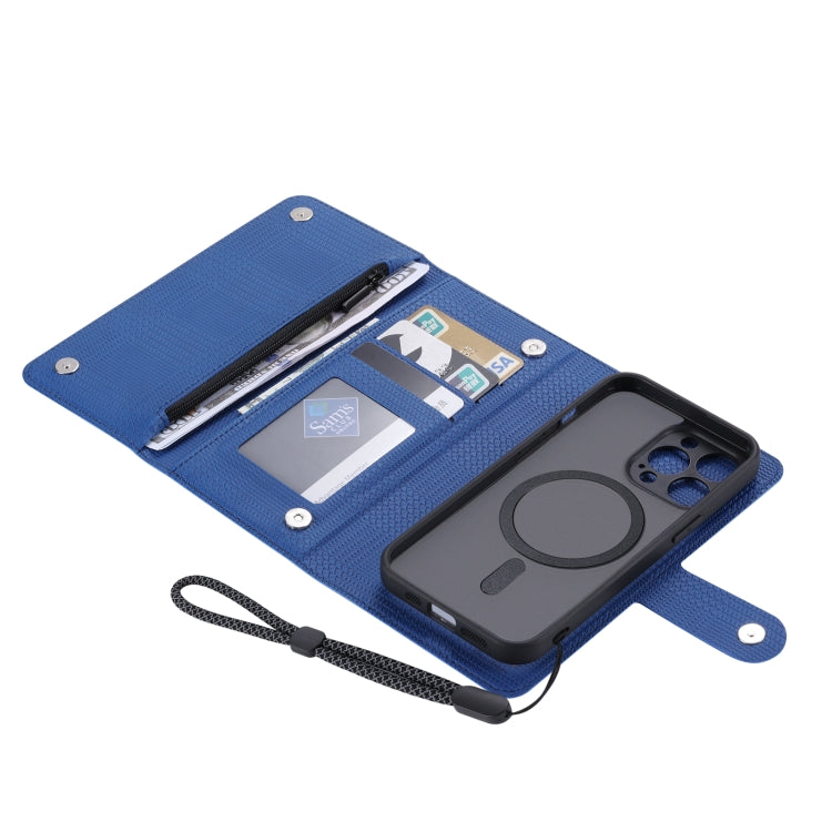 For iPhone 14 Pro Max ViLi GHB Series MagSafe Magnetic Zipper Leather Phone Case(Blue) - iPhone 14 Pro Max Cases by ViLi | Online Shopping South Africa | PMC Jewellery | Buy Now Pay Later Mobicred