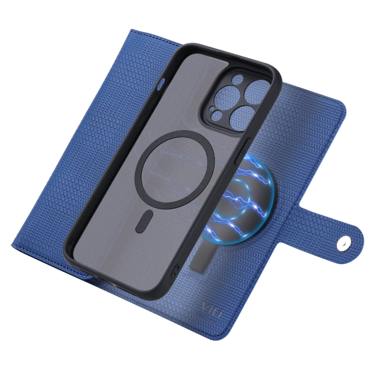 For iPhone 14 ViLi GHB Series MagSafe Magnetic Zipper Leather Phone Case(Blue) - free shipping - PMC Jewellery - Order now!