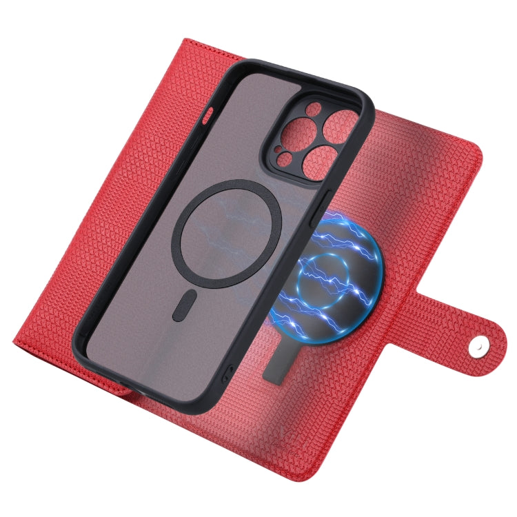 For iPhone 15 ViLi GHB Series MagSafe Magnetic Zipper Leather Phone Case(Red) - iPhone 15 Cases by ViLi | Online Shopping South Africa | PMC Jewellery | Buy Now Pay Later Mobicred