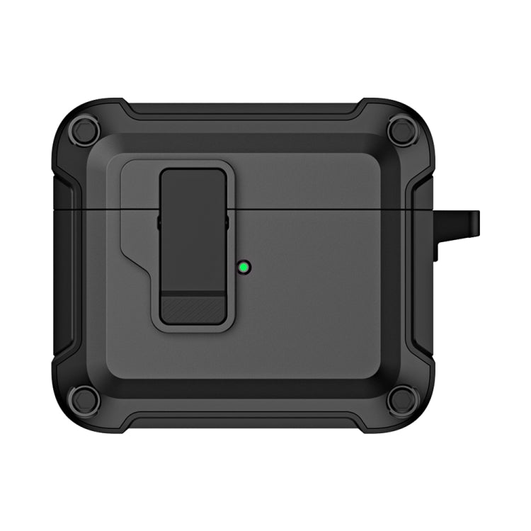 For AirPods 3 TPU + PC Wireless Bluetooth Earphone Protective Case with Switch Lock & Hook(Black) - For AirPods 3 by PMC Jewellery | Online Shopping South Africa | PMC Jewellery | Buy Now Pay Later Mobicred