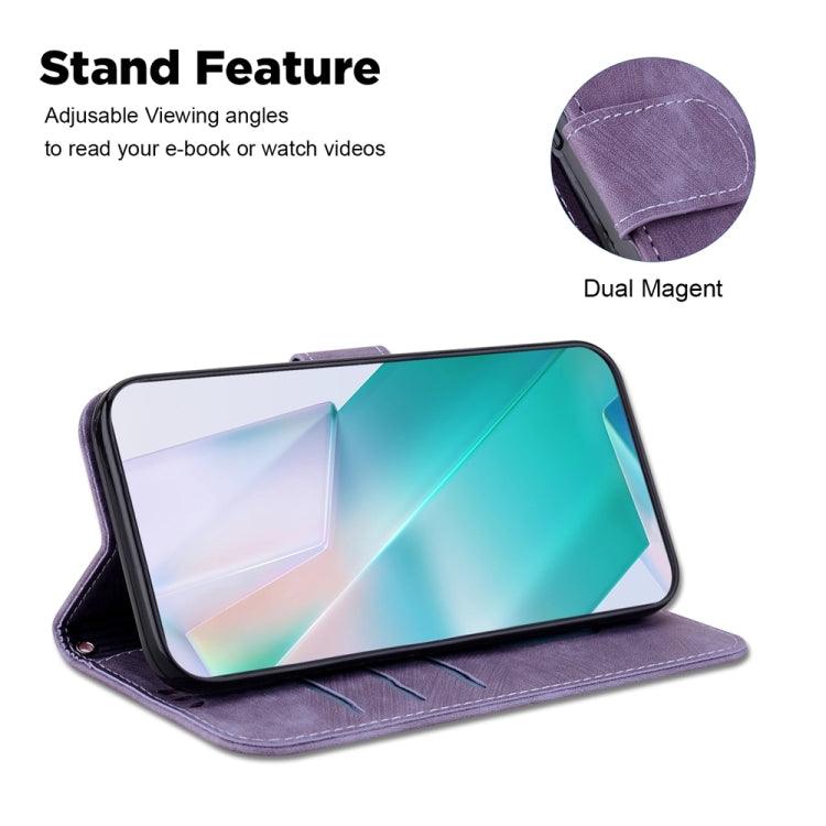 For Motorola Edge 2024 Little Tiger Embossed Leather Phone Case(Purple) - Motorola Cases by PMC Jewellery | Online Shopping South Africa | PMC Jewellery | Buy Now Pay Later Mobicred