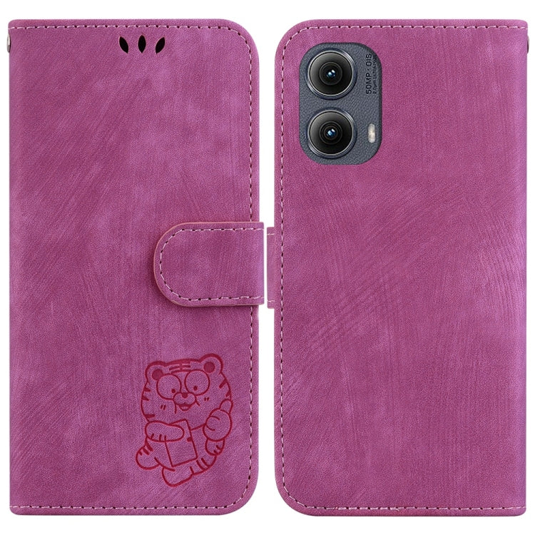 For Motorola Edge 2024 Little Tiger Embossed Leather Phone Case(Rose Red) - Motorola Cases by PMC Jewellery | Online Shopping South Africa | PMC Jewellery | Buy Now Pay Later Mobicred
