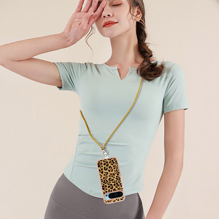 For Google Pixel 9 / 9 Pro Electroplating Dual-side IMD Phone Case with Lanyard(Leopard Print) - Google Cases by PMC TechLife | Online Shopping South Africa | PMC TechLife | Buy Now Pay Later Mobicred