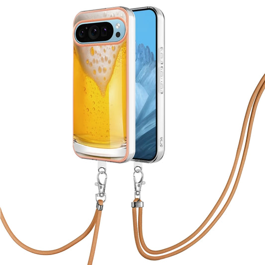 For Google Pixel 9 Pro XL Electroplating Dual-side IMD Phone Case with Lanyard(Draft Beer) - Google Cases by PMC Jewellery | Online Shopping South Africa | PMC Jewellery | Buy Now Pay Later Mobicred