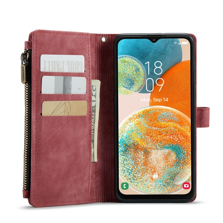 For Samsung Galaxy A23 CaseMe C30 Card Slots Zipper Wallet Leather Phone Case(Red) - Galaxy Phone Cases by CaseMe | Online Shopping South Africa | PMC Jewellery | Buy Now Pay Later Mobicred