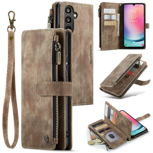 For Samsung Galaxy A24 4G CaseMe C30 Card Slots Zipper Wallet Leather Phone Case(Brown) - Galaxy Phone Cases by CaseMe | Online Shopping South Africa | PMC Jewellery | Buy Now Pay Later Mobicred