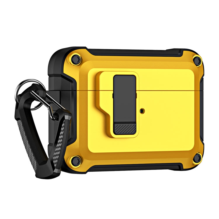 For AirPods Pro 2 TPU + PC Wireless Bluetooth Earphone Protective Case with Switch Lock & Hook(Yellow) - For AirPods Pro 2 by PMC Jewellery | Online Shopping South Africa | PMC Jewellery | Buy Now Pay Later Mobicred