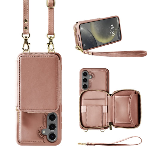 For Samsung Galaxy S24+ 5G Multifunctional Zipper Wallet RFID Phone Leather Case(Rose Gold) - Galaxy S24+ 5G Cases by PMC Jewellery | Online Shopping South Africa | PMC Jewellery | Buy Now Pay Later Mobicred