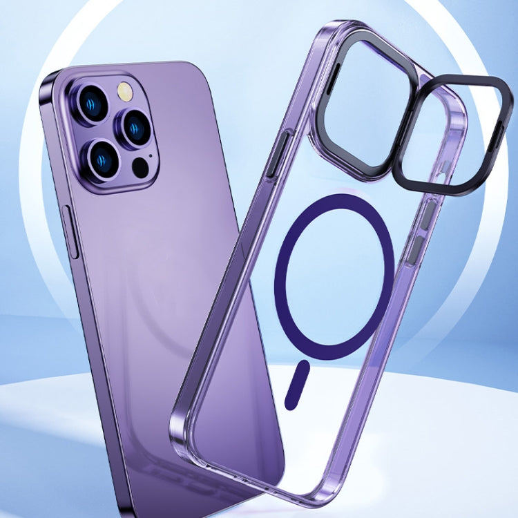 For iPhone 14 Pro Max MagSafe Magnetic Invisible Holder Transparent Phone Case(Purple) - iPhone 14 Pro Max Cases by PMC TechLife | Online Shopping South Africa | PMC TechLife