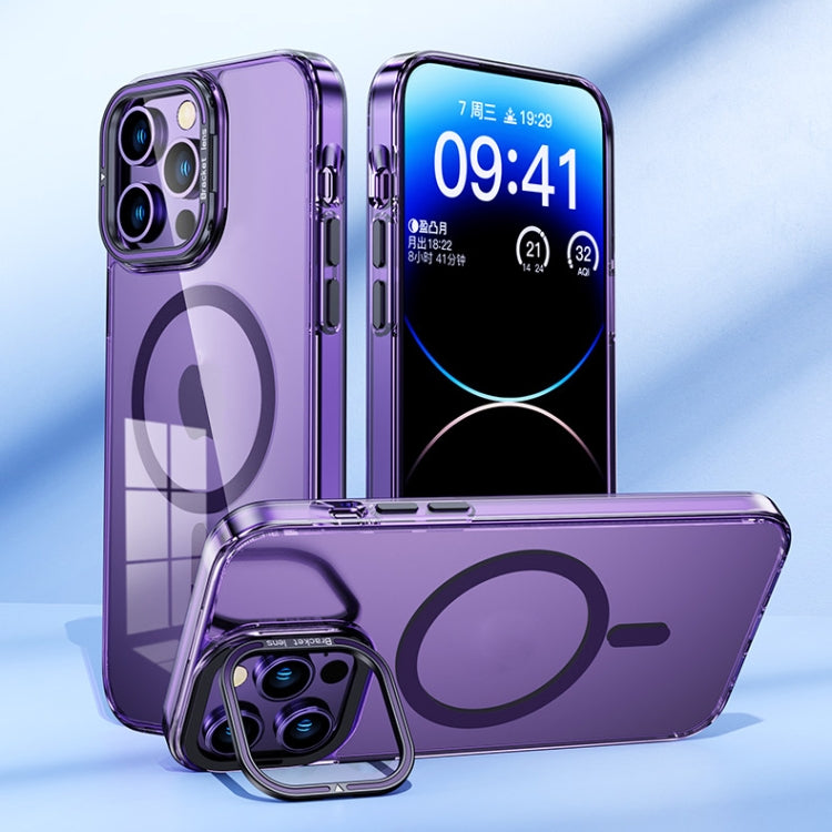 For iPhone 15 Pro MagSafe Magnetic Invisible Holder Transparent Phone Case(Orange) - iPhone 15 Pro Cases by PMC TechLife | Online Shopping South Africa | PMC TechLife