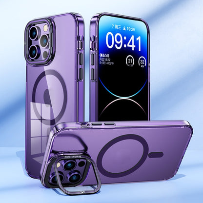 For iPhone 15 Plus MagSafe Magnetic Invisible Holder Transparent Phone Case(Blue) - iPhone 15 Plus Cases by PMC Jewellery | Online Shopping South Africa | PMC Jewellery