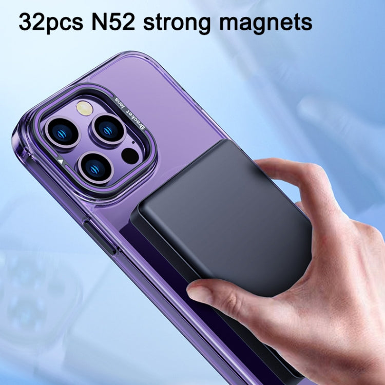 For iPhone 14 MagSafe Magnetic Invisible Holder Transparent Phone Case(Silver) - iPhone 14 Cases by PMC TechLife | Online Shopping South Africa | PMC TechLife