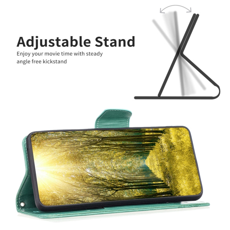 For Motorola Moto G14 4G Embossing Two Butterflies Pattern Leather Phone Case(Green) - Motorola Cases by PMC TechLife | Online Shopping South Africa | PMC TechLife | Buy Now Pay Later Mobicred