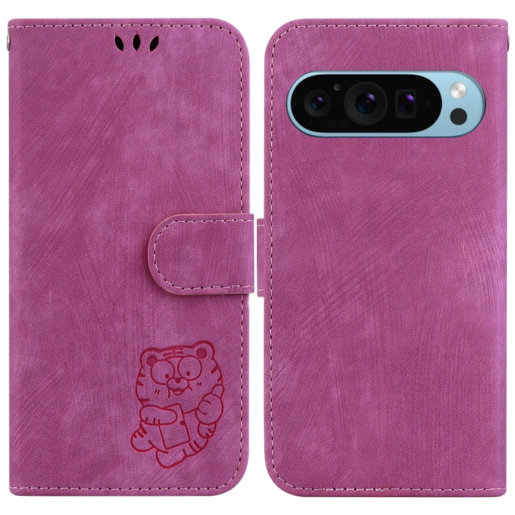 For Google Pixel 9 Little Tiger Embossed Leather Phone Case(Rose Red) - Google Cases by PMC Jewellery | Online Shopping South Africa | PMC Jewellery | Buy Now Pay Later Mobicred