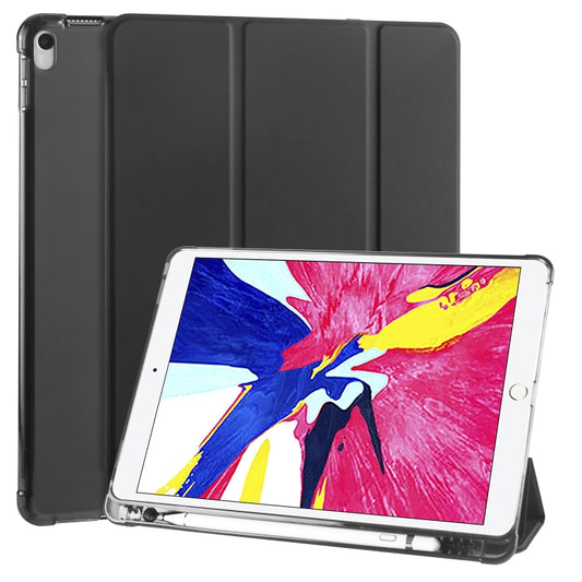 For iPad Pro 10.5 inch / Air 3 10.5 inch 3-folding Horizontal Flip PU Leather + Shockproof TPU Case with Holder & Pen Slot(Black) - iPad Pro 10.5 inch Cases by PMC Jewellery | Online Shopping South Africa | PMC Jewellery