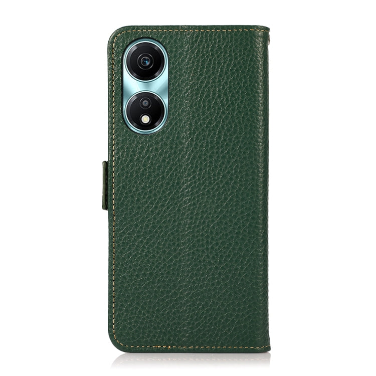 For Honor X5 Plus KHAZNEH Side-Magnetic Litchi Genuine Leather RFID Phone Case(Green) - Honor Cases by PMC TechLife | Online Shopping South Africa | PMC TechLife | Buy Now Pay Later Mobicred