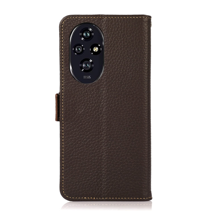 For Honor 200 KHAZNEH Side-Magnetic Litchi Genuine Leather RFID Phone Case(Brown) - Honor Cases by PMC TechLife | Online Shopping South Africa | PMC TechLife | Buy Now Pay Later Mobicred