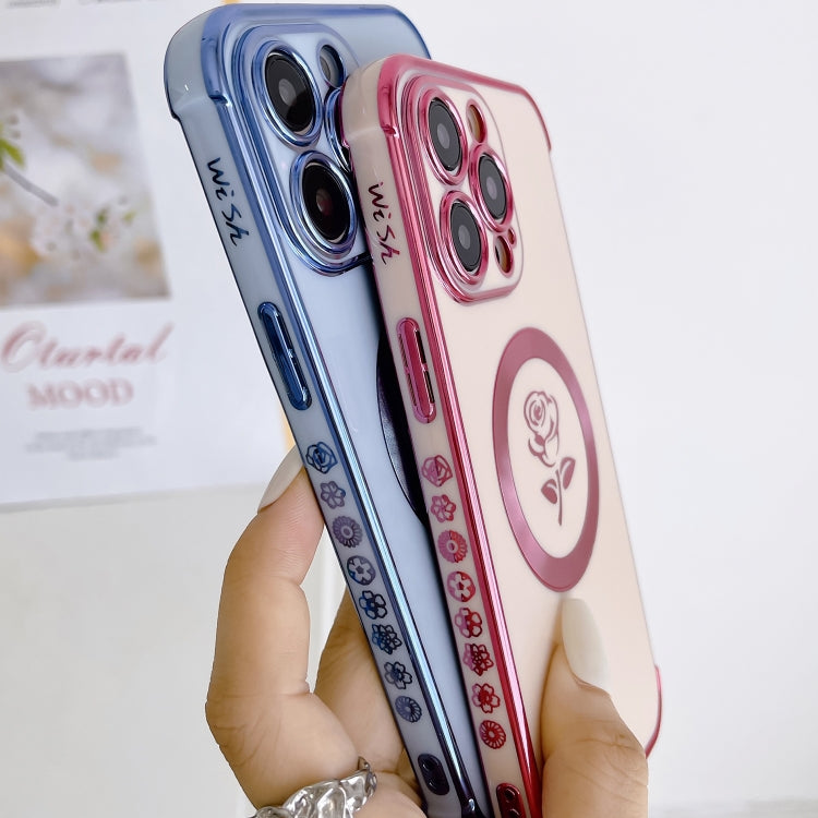 For iPhone 15 Pro Electroplate Side Roses Flower MagSafe Phone Case(Dark Purple) - free shipping - PMC TechLife - Order now!