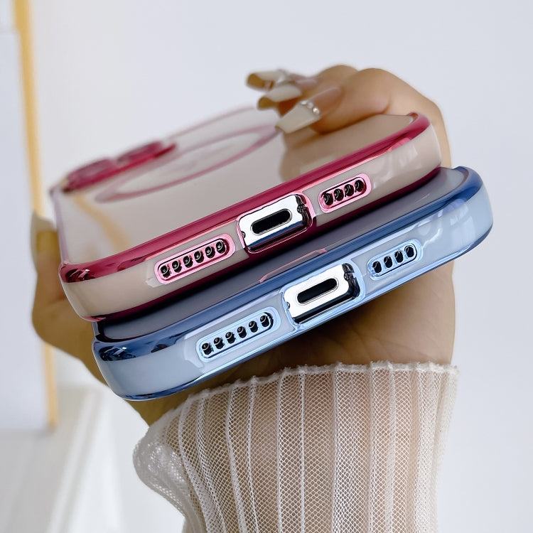 For iPhone 14 Pro Max Electroplate Side Roses Flower MagSafe Phone Case(Pink) - iPhone 14 Pro Max Cases by PMC TechLife | Online Shopping South Africa | PMC TechLife