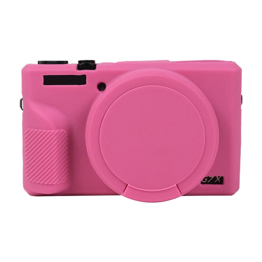 For Canon PowerShot G7 X Mark III / G7X3 Soft Silicone Protective Case with Lens Cover(Rose Red) - Protective Case by PMC Jewellery | Online Shopping South Africa | PMC Jewellery