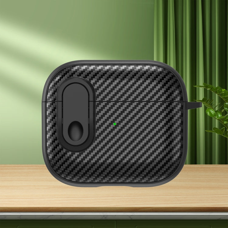 For AirPods 3 Carbon Fiber Texture Wireless Earphones Case with Security Lock(Black) - For AirPods 3 by PMC Jewellery | Online Shopping South Africa | PMC Jewellery | Buy Now Pay Later Mobicred
