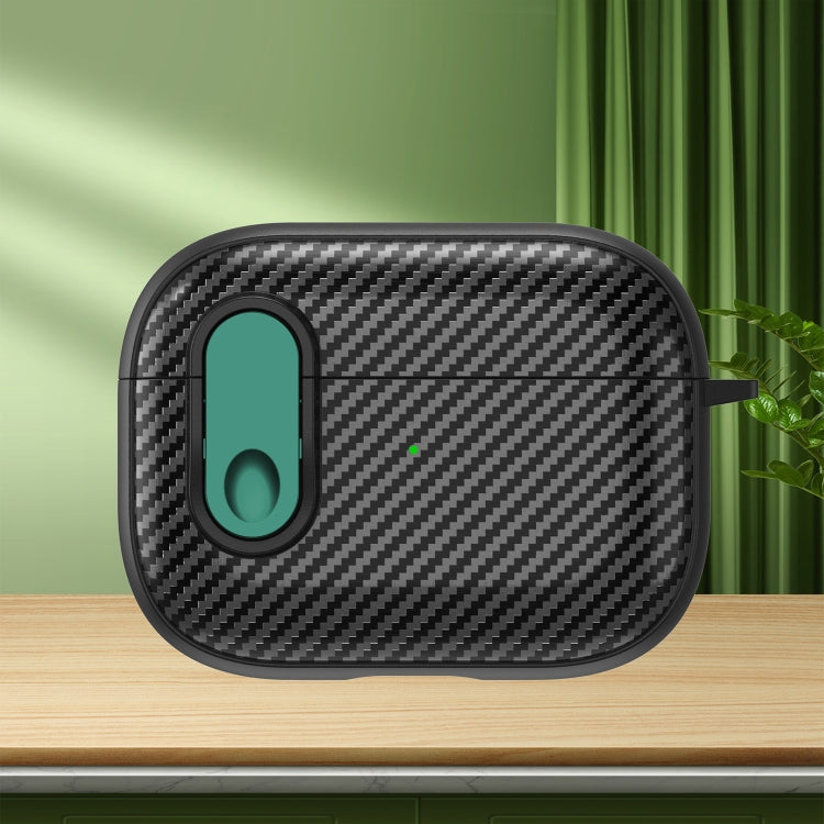 For AirPods Pro Carbon Fiber Texture Wireless Earphones Case with Security Lock(Dark Green) - For AirPods Pro by PMC Jewellery | Online Shopping South Africa | PMC Jewellery | Buy Now Pay Later Mobicred