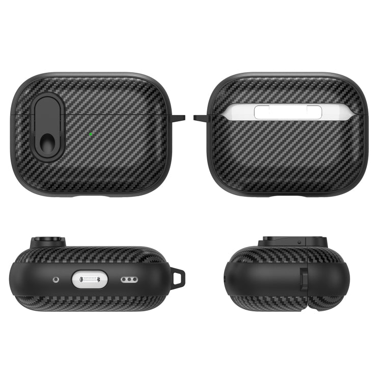For AirPods Pro Carbon Fiber Texture Wireless Earphones Case with Security Lock(Purple) - For AirPods Pro by PMC Jewellery | Online Shopping South Africa | PMC Jewellery | Buy Now Pay Later Mobicred